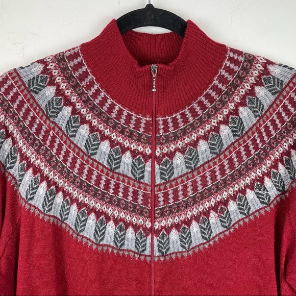 Woolrich Women's XL Acrylic Merino Wool Full Zip Fair Isle Lightweight Sweater - Picture 3 of 12
